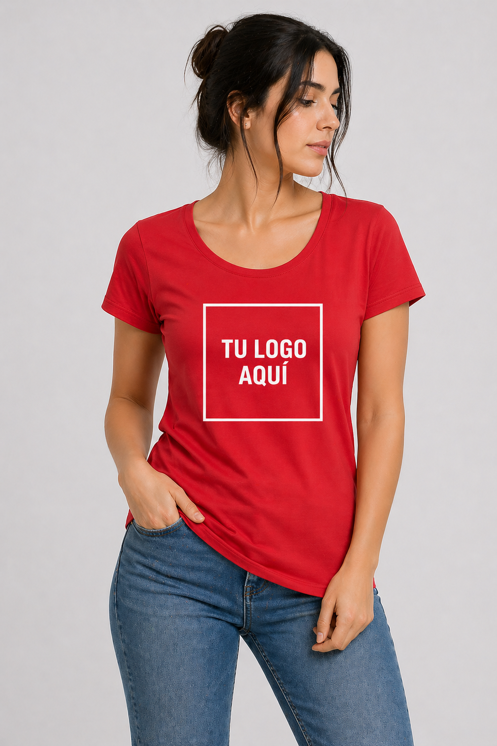 Remera Roja Dama Para Personalizar con diseño DTF