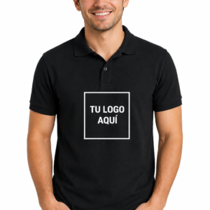 Chomba de Pique Unisex para personalizar con diseño DTF Negro